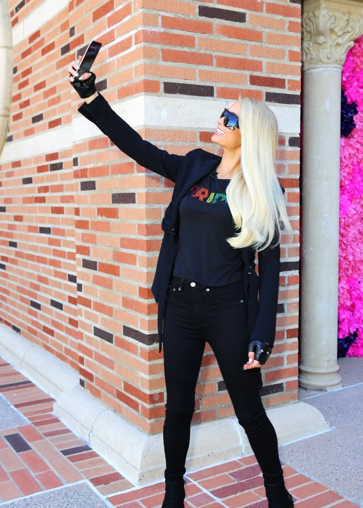 RHINESTONE "PRIDE" ALICE + OLIVIA X TREVOR PROJECT TEE