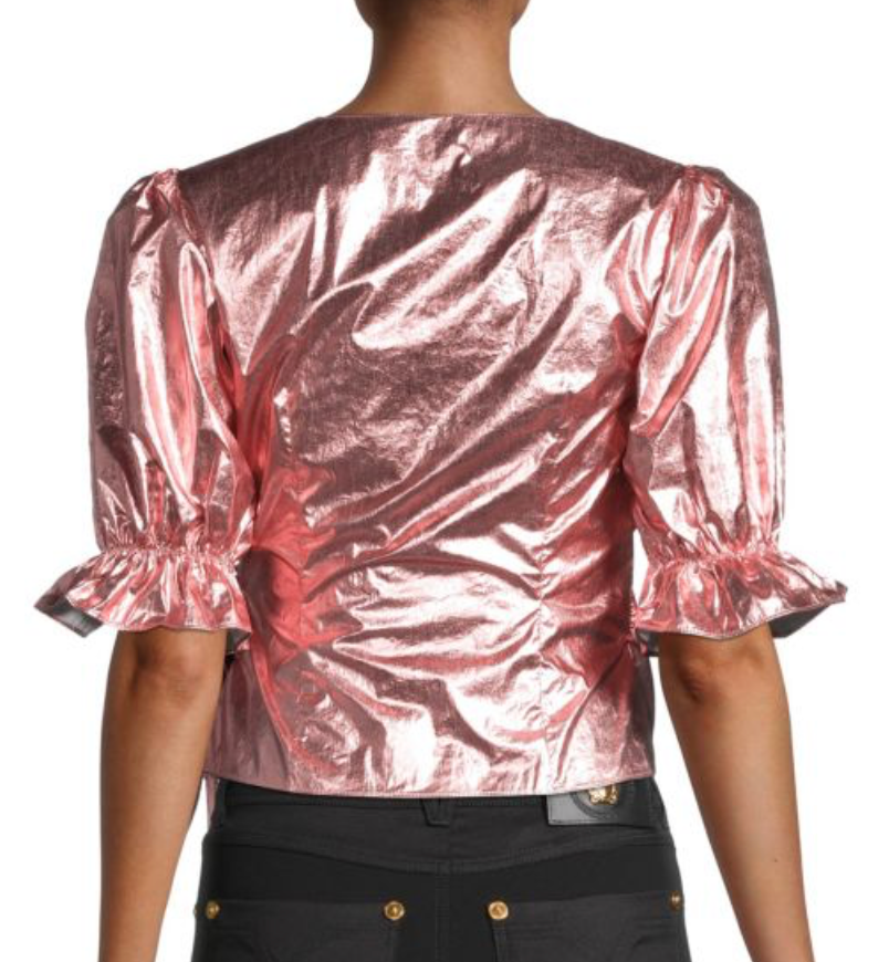 CINQ À SEPT THEO FOIL WRAP TOP