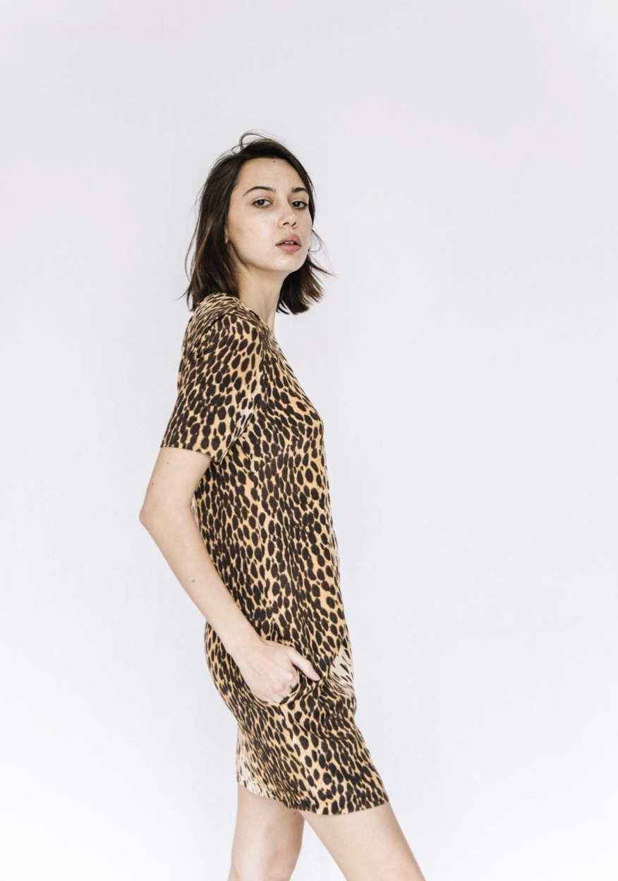 R13 CHEETAH SHIFT DRESS