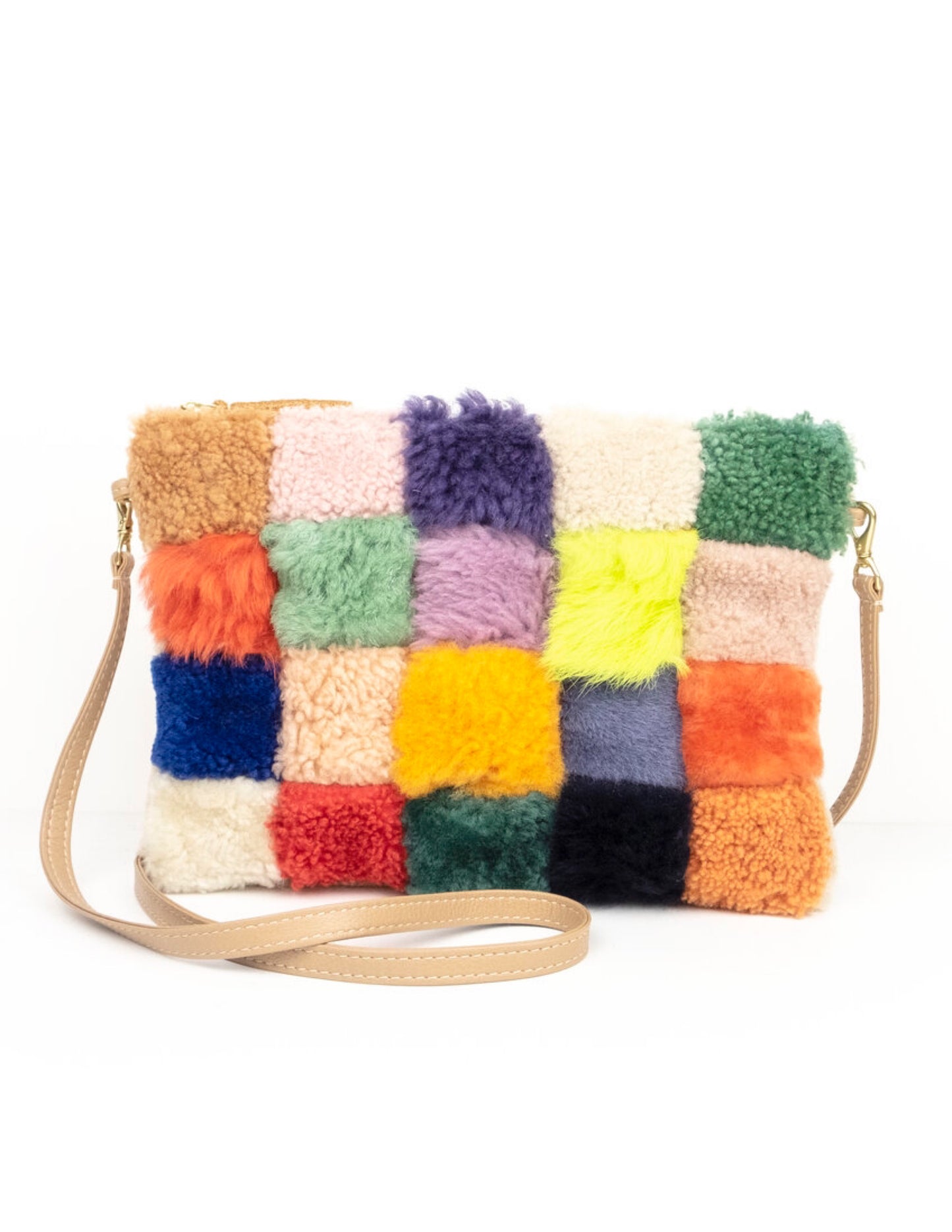 PRIMECUT SCRAPS SHEARLING POUCH PURSE