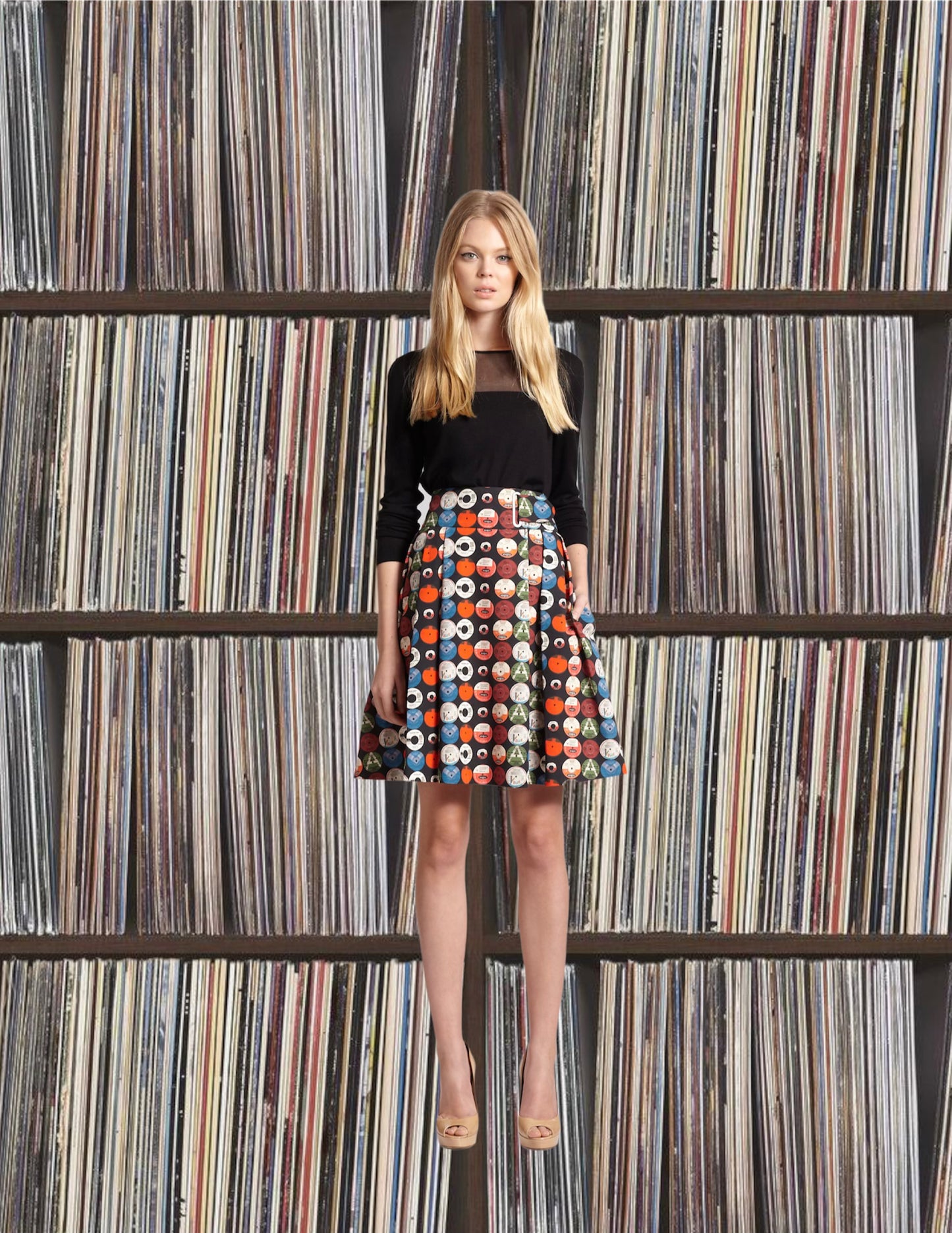 AKRIS RECORD PRINT SKIRT