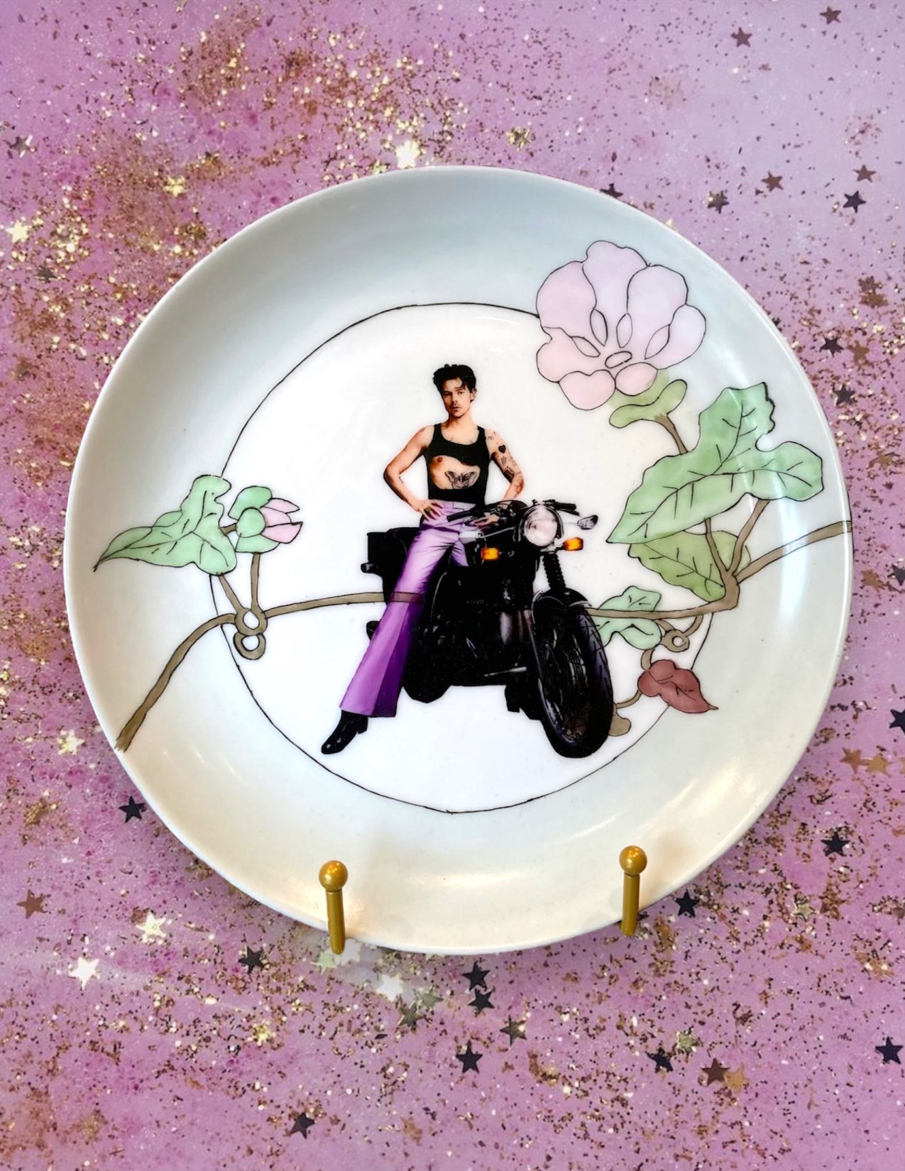 HARRY STYLES VINTAGE FLORAL PLATE